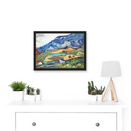 Artery8 Vincent Van Gogh Les Alpilles Mountain Landscape Artwork Framed Wall Art Print A4 in Black - thumbnail 2