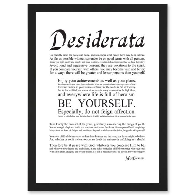Artery8 Desiderata Ehrmann Go Placidly Amid Yourself Quote A4 Artwork Framed Wall Art Print in Black - image 1