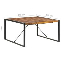 Berkfield Home Dining Table 140x140x75 cm Solid Wood with Sheesham Finish in Brown - Size: 140 x 140 x 75 cm - thumbnail 6