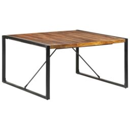 Berkfield Home Dining Table 140x140x75 cm Solid Wood with Sheesham Finish in Brown - Size: 140 x 140 x 75 cm - thumbnail 1