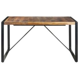 Berkfield Home Dining Table 140x140x75 cm Solid Wood with Sheesham Finish in Brown - Size: 140 x 140 x 75 cm - thumbnail 2