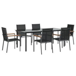 Berkfield Home 7 Piece Garden Dining Set Black Textilene & Steel - thumbnail 3