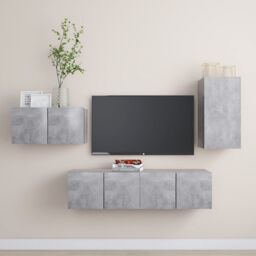 Berkfield Home 4 Piece TV Cabinet Set Concrete Grey Engineered Wood - thumbnail 1