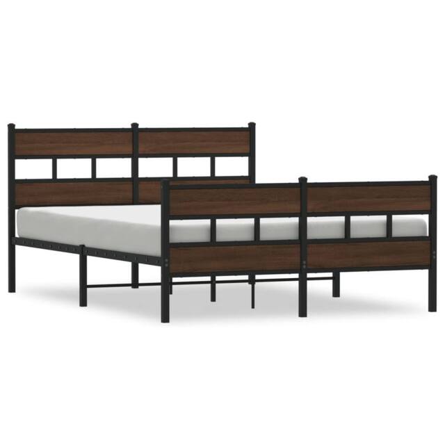 Berkfield Home Bed Frame without Mattress with Headboard & Footboard 140x190 cm in Brown - image 1