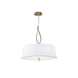 Netlighting Ninette Pendant 4 Light E27 Antique Brass With Ivory White Shades - thumbnail 1