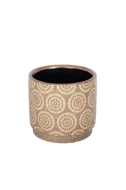 KDMD Brown Hortus Linea Pot 14 x 13cm - Size: 14 x 13 cm - image 1