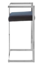 Orsina Black Velvet Bar Stool With Silver Frame, Art Deco Inspired Stainless Steel Bar Stool, Modern Velvet Seat - thumbnail 4