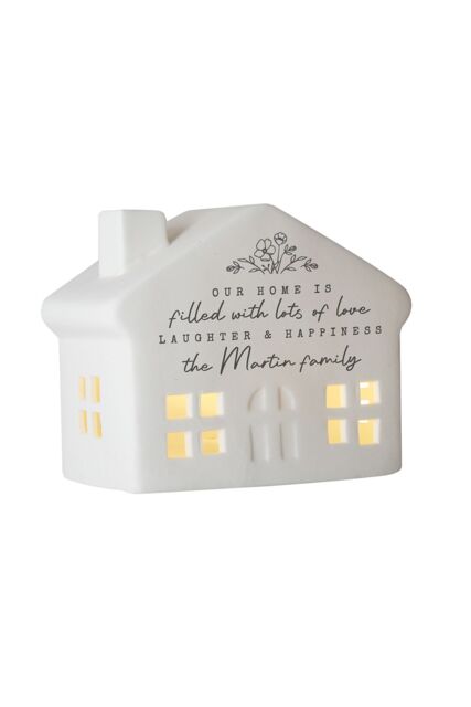 Personalised Memento Company Personalised Floral LED House in White - image 1