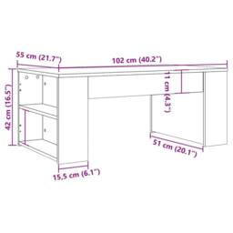 Berkfield Home Decorative Coffee Table Artisan Oak 102x55x42 cm Engineered Wood in Brown - Size: 102 x 55 x 42 cm - thumbnail 9