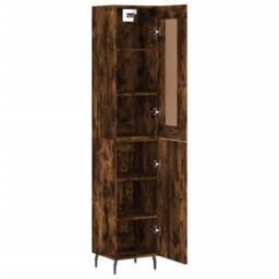 Berkfield Home Highboard Smoked Oak 34.5x34x180 cm Engineered Wood in Brown - thumbnail 4