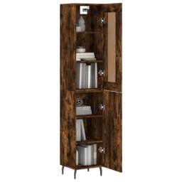 Berkfield Home Highboard Smoked Oak 34.5x34x180 cm Engineered Wood in Brown - thumbnail 1