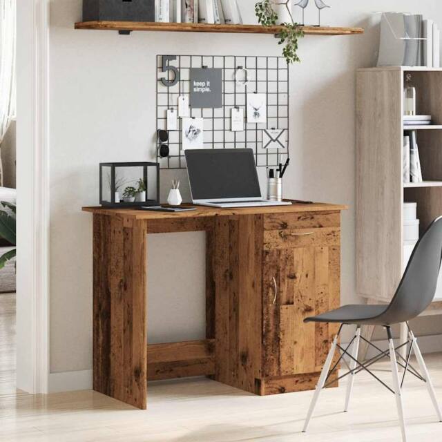Berkfield Home Modern Desk Old Wood 100x50x76 cm Engineered Wood in Brown - Size: 100 x 50 x 76 cm - image 1