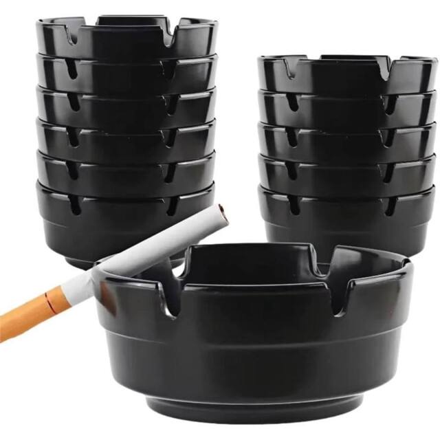 Nordara 12Pcs 4 Inch Black Melamine Ashtray Garden Pub Outdoor - image 1