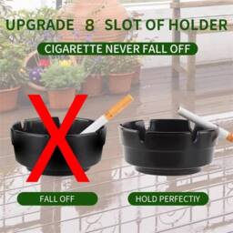 Nordara 12Pcs 4 Inch Black Melamine Ashtray Garden Pub Outdoor - thumbnail 4