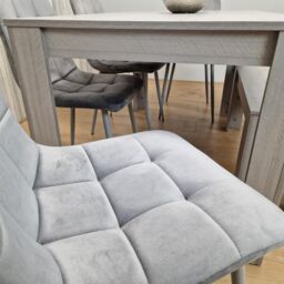 KOSY KOALA Dining Table & 4 Chairs With Bench Grey 4 Grey Velvet Chairs Wood Dining Set Furniture in Brown - thumbnail 4