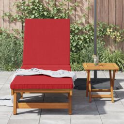 Berkfield Home Sun Lounger with Wheels & Cushion - Red Solid Wood in Brown - thumbnail 3