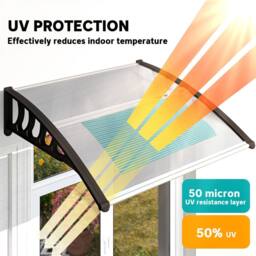 OUTSUNNY Door Canopy Outdoor Awning Rain Shelter for Window Porch, Clear - thumbnail 4