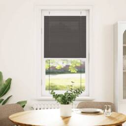 Berkfield Home Pleated Blind Black 55x150 cm Fabric Width 54.4 cm Polyester in Charcoal - thumbnail 1