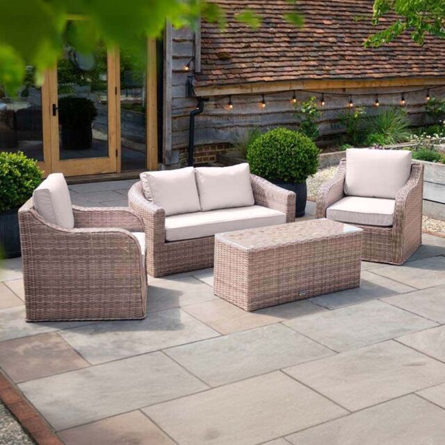 Classic Rattan 4 Seater Garden Furniture Sofa Set with Coffee Table