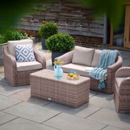 Classic Rattan 4 Seater Garden Furniture Sofa Set with Coffee Table - thumbnail 3