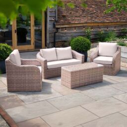 Classic Rattan 4 Seater Garden Furniture Sofa Set with Coffee Table - thumbnail 1