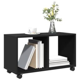 Berkfield Home vidaXL¬†Rolling¬†Cabinet¬†Black 72x33x42.5 cm Engineered Wood in Black - thumbnail 4