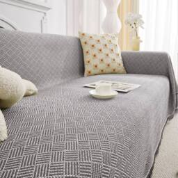 SPETLEK Extra Large Cotton Fringed Throws Sofas 180x260 in Grey - Size: 100 cm x 190 cm - thumbnail 4