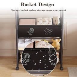 KORVIXA Portable Clothing Rack Clothes Rail Storage Shelf in Black - Size: 900mm - thumbnail 3