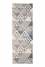Homescapes Delphi Geometric Cotton Printed Hall Runner, 66 x 200 cm in Blue - Size: 66 cm x 200 cm - thumbnail 2