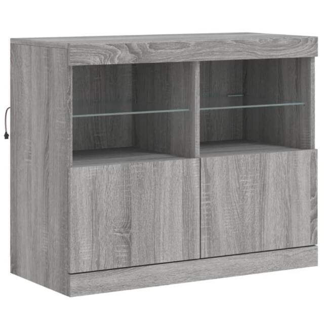 Berkfield Home Sideboard with LED Lights Grey Sonoma 81x37x67 cm - Size: 81 x 37 x 67 cm - image 1