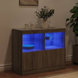 Berkfield Home Sideboard with LED Lights Grey Sonoma 81x37x67 cm - Size: 81 x 37 x 67 cm - thumbnail 4
