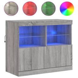 Berkfield Home Sideboard with LED Lights Grey Sonoma 81x37x67 cm - Size: 81 x 37 x 67 cm - thumbnail 3
