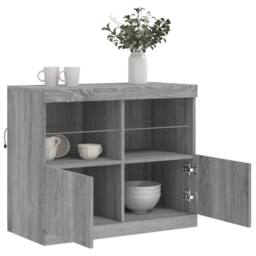 Berkfield Home Sideboard with LED Lights Grey Sonoma 81x37x67 cm - Size: 81 x 37 x 67 cm - thumbnail 5