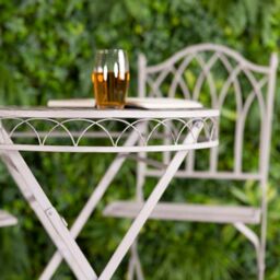 Charles Bentley Wrought Iron Feminine Bistro Set - Grey - thumbnail 5
