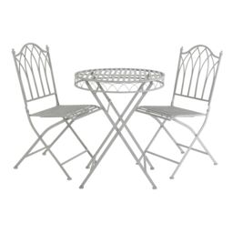 Charles Bentley Wrought Iron Feminine Bistro Set - Grey - thumbnail 6