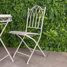 Charles Bentley Wrought Iron Feminine Bistro Set - Grey - thumbnail 2