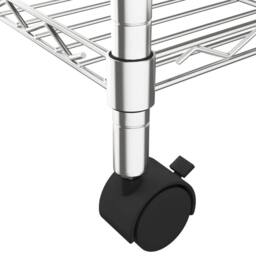 Berkfield Home Durable 5-Tier Storage Shelf with Wheels 75x35x155 cm Chrome 250 kg in Silver - Size: 75 x 35 x 155 cm - thumbnail 6