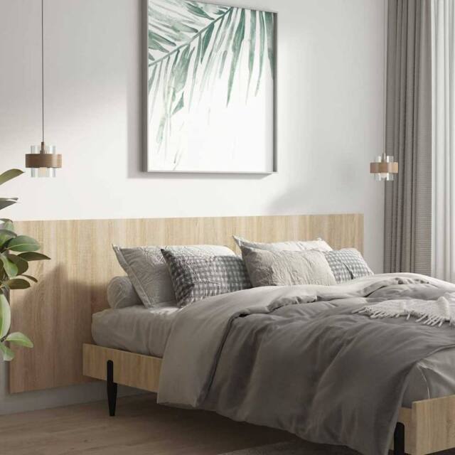 Berkfield Home Wall Headboard Sonoma Oak 240x1.5x80 cm Engineered Wood in Light Oak - image 1