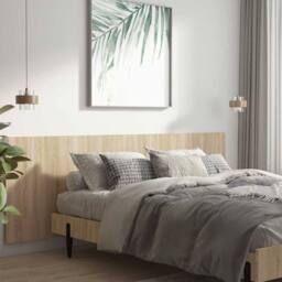 Berkfield Home Wall Headboard Sonoma Oak 240x1.5x80 cm Engineered Wood in Light Oak - thumbnail 1