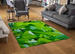 Benjamin Tate Design Green Leaf Background Abstract Of Nature Designer Rug in Natural - Size: Large - thumbnail 2
