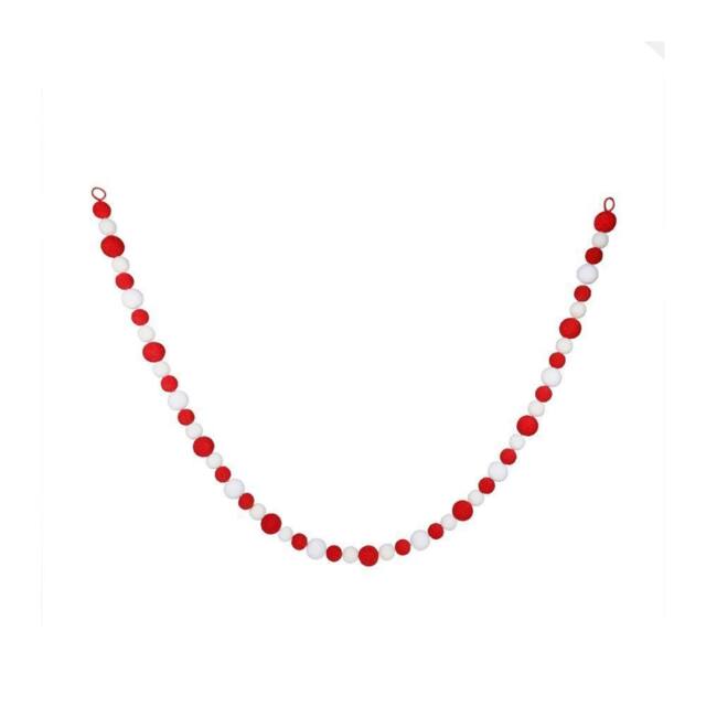 Garden Greatness 6ft Flocked Candy Inspired Ball Garland in Red - Size: 1 Pack