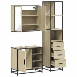 Berkfield Home 3 Piece Bathroom Furniture Set Sonoma Oak Engineered Wood in Brown - thumbnail 8