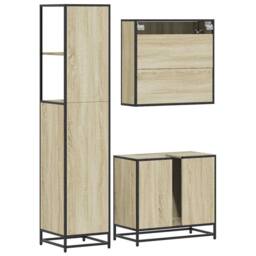 Berkfield Home 3 Piece Bathroom Furniture Set Sonoma Oak Engineered Wood in Brown - thumbnail 7