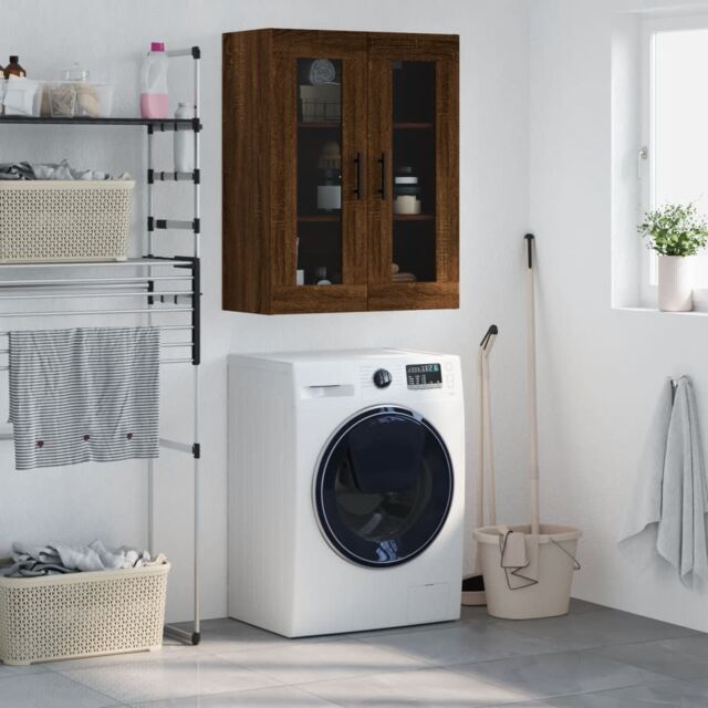 Berkfield Home Wall Mounted Cabinet Brown Oak 69.5x34x90 cm - image 1