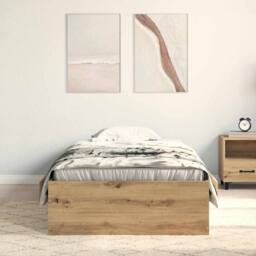 Berkfield Home Durable Bed Frame Artisan Oak 90x200 cm Engineered Wood in Brown - thumbnail 4