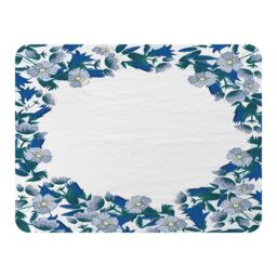 Benjamin Tate Design Winter Blue Flowers Blanket in Natural - Size: 120 cm x 150 cm - thumbnail 1