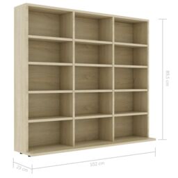 Berkfield Home CD Cabinet Sonoma Oak 102x23x89.5 cm Engineered Wood in Brown - thumbnail 6
