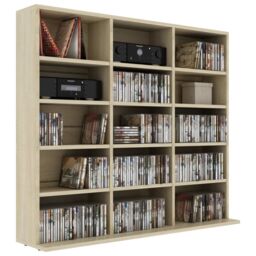 Berkfield Home CD Cabinet Sonoma Oak 102x23x89.5 cm Engineered Wood in Brown - thumbnail 3