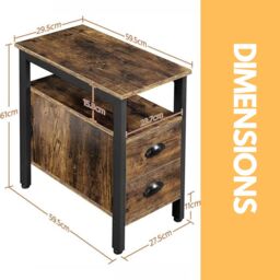 Pirlo Plush Bedside Table With 2 Drawers Rustic Brown - thumbnail 6