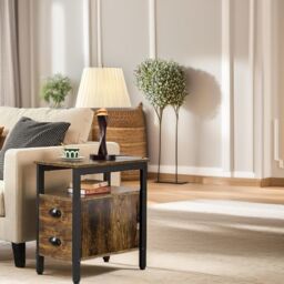 Pirlo Plush Bedside Table With 2 Drawers Rustic Brown - thumbnail 1